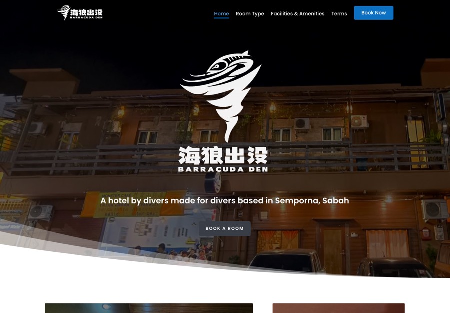Homepage of the Barracuda Den website, built by Ang Systems