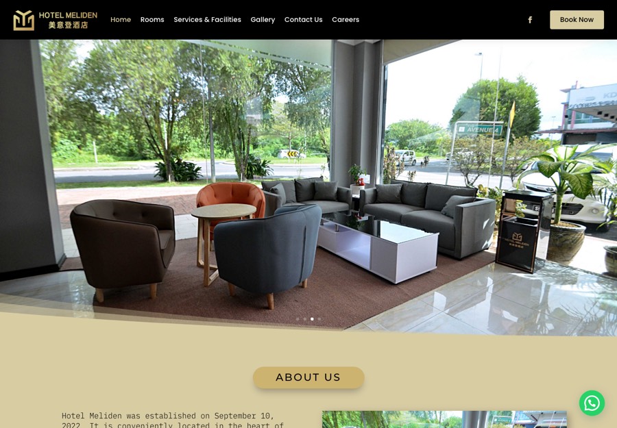 Homepage of the Hotel Meliden website, built by Ang Systems